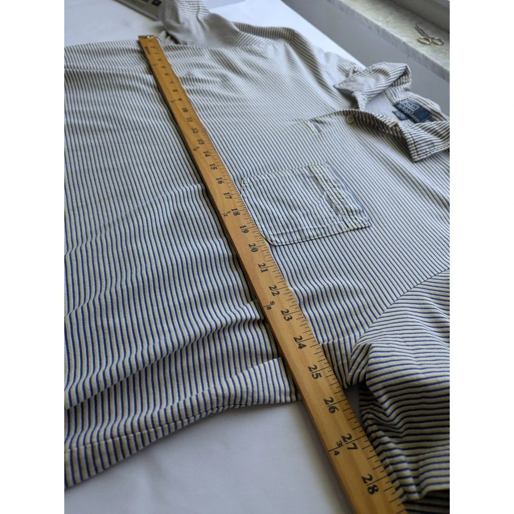 Polo Ralph Lauren Polo Mens XXL Blue Yellow Striped Pima Cotton Pocket Shirt